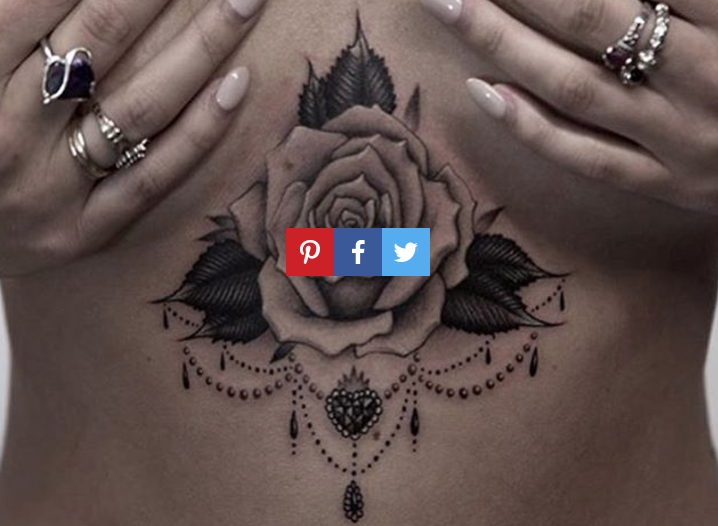 Tatuajes debajo del pecho realismo grises