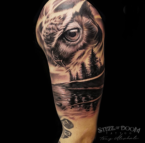 Tatuajes buhos realistas en barcelona