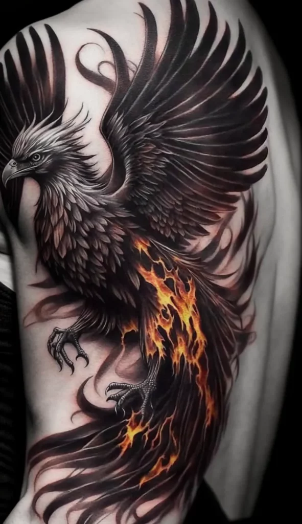 tatuajes ave fenix black and grey ideas