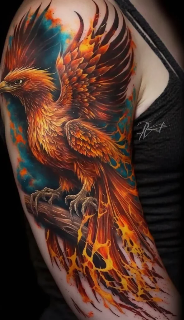 tatuajes ave fenix color ideas