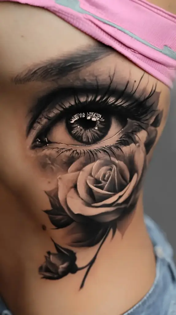tatuajes ojos realistas con rosas