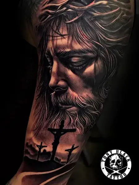 Tatuajes Realismo Jesucristo por Tony Black