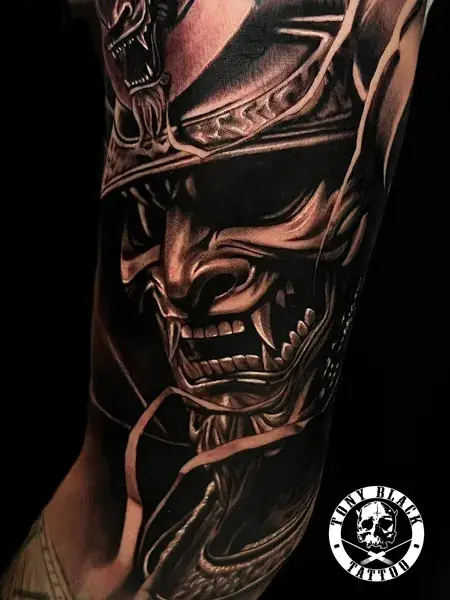Tatuajes Realismo Samurai por Tony Black